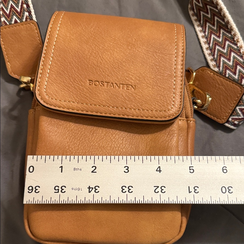 Postanyen Tan Crossbody Bag with Patterned Strap - Picture 8 of 10